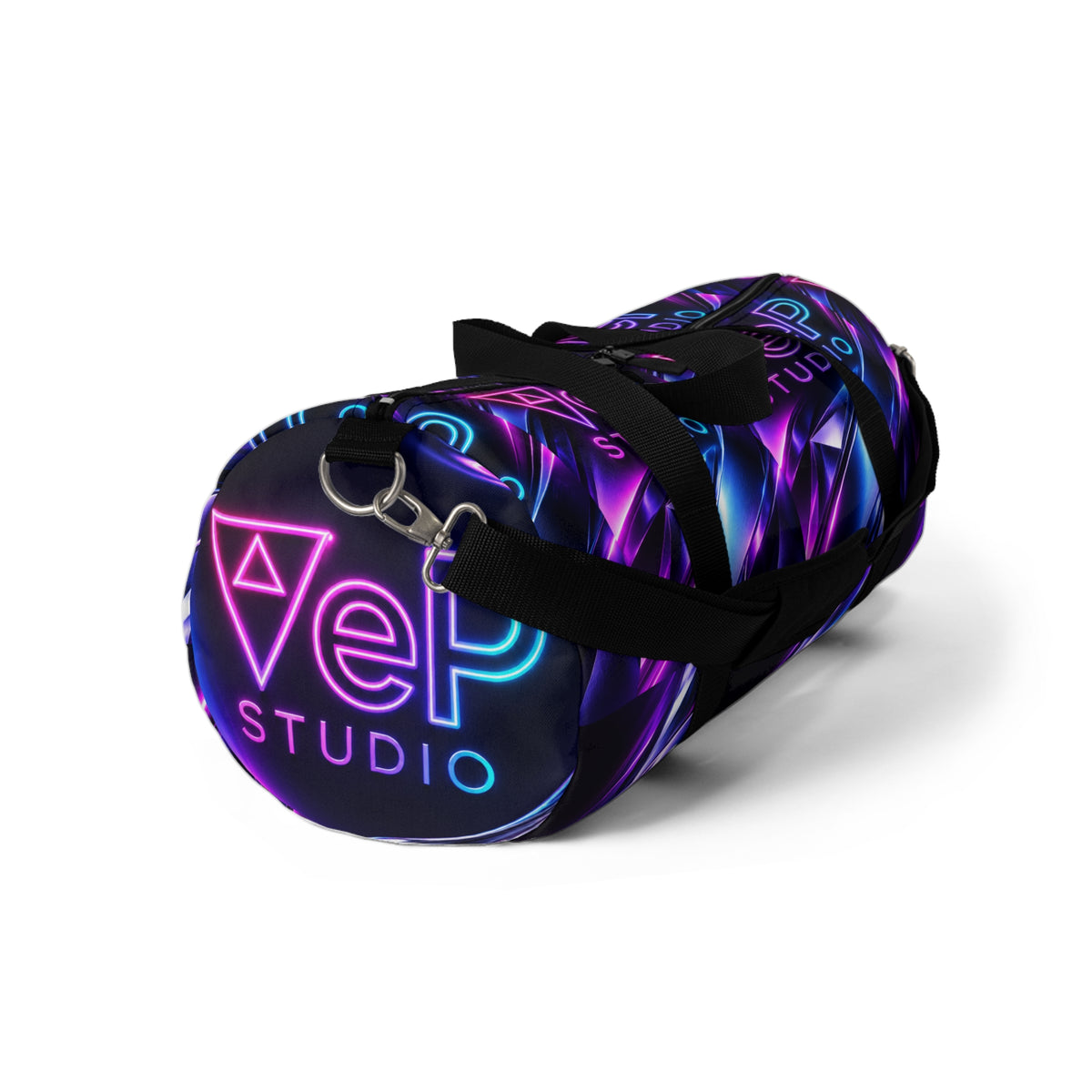 Neon Wave Duffel Bag — Purple & Blue Abstract Gym Travel Bag
