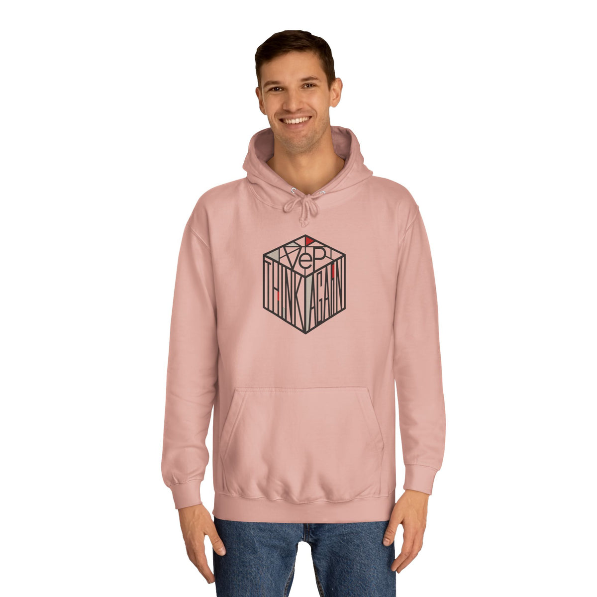 Minimal Geometric Cube Hoodie — 'VeP' Studio Logo Pullover