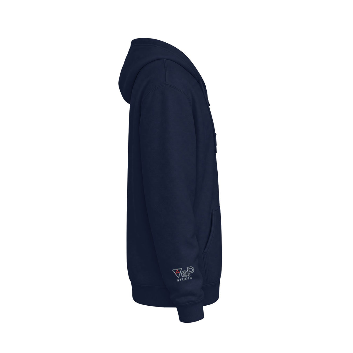 Zip Hoodie with Black Cube Graphic – Minimal Geometric Streetwear