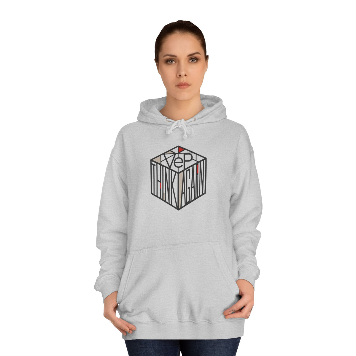 Minimal Geometric Cube Hoodie — 'VeP' Studio Logo Pullover