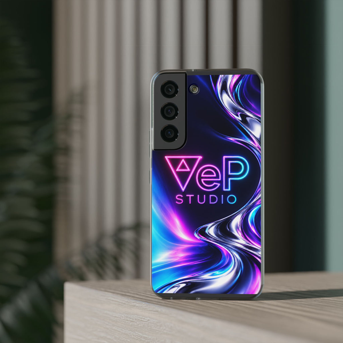 Phone Case — Neon Vaporwave "VeP Studio" Soft Flexi Cover