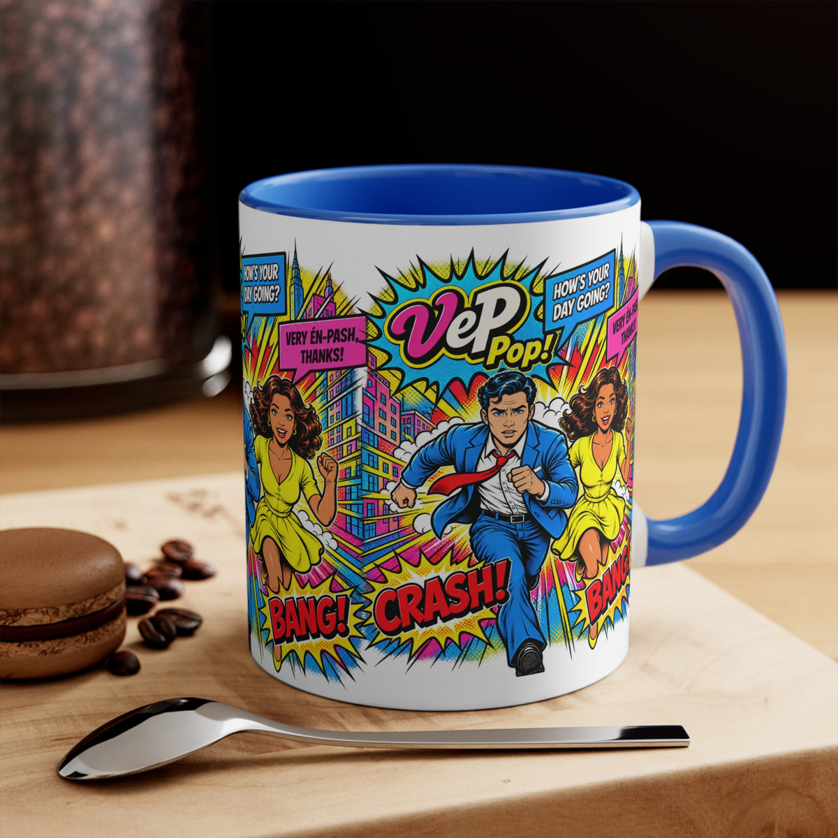 Pop Art Comic Mug — 'Crash! Bang!' Colorful Accent Coffee Cup