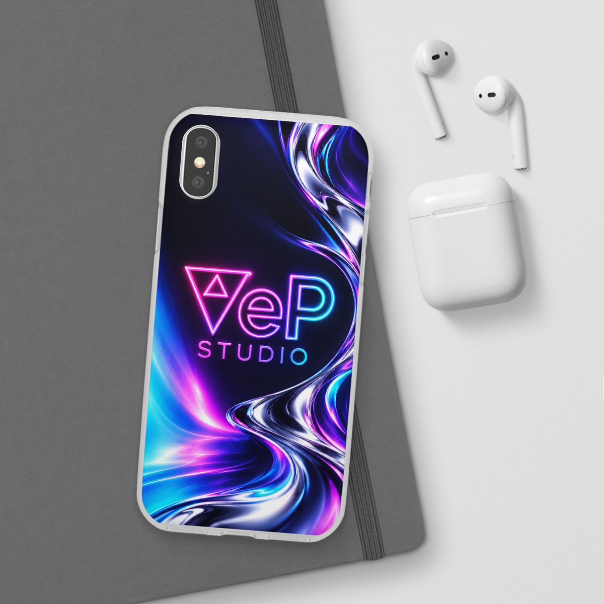 Phone Case — Neon Vaporwave "VeP Studio" Soft Flexi Cover