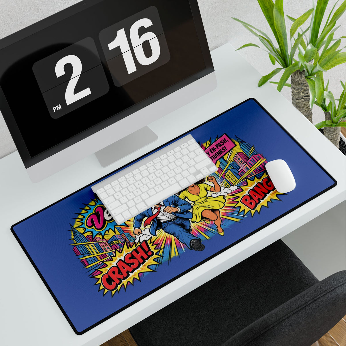 Retro Comic Pop Art Desk Mat — "How's Your Day Going?" Gaming & Office Mouse Pad