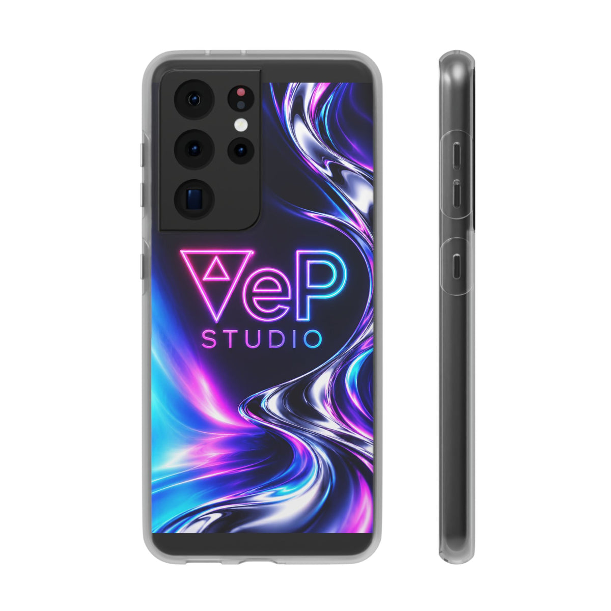 Phone Case — Neon Vaporwave "VeP Studio" Soft Flexi Cover