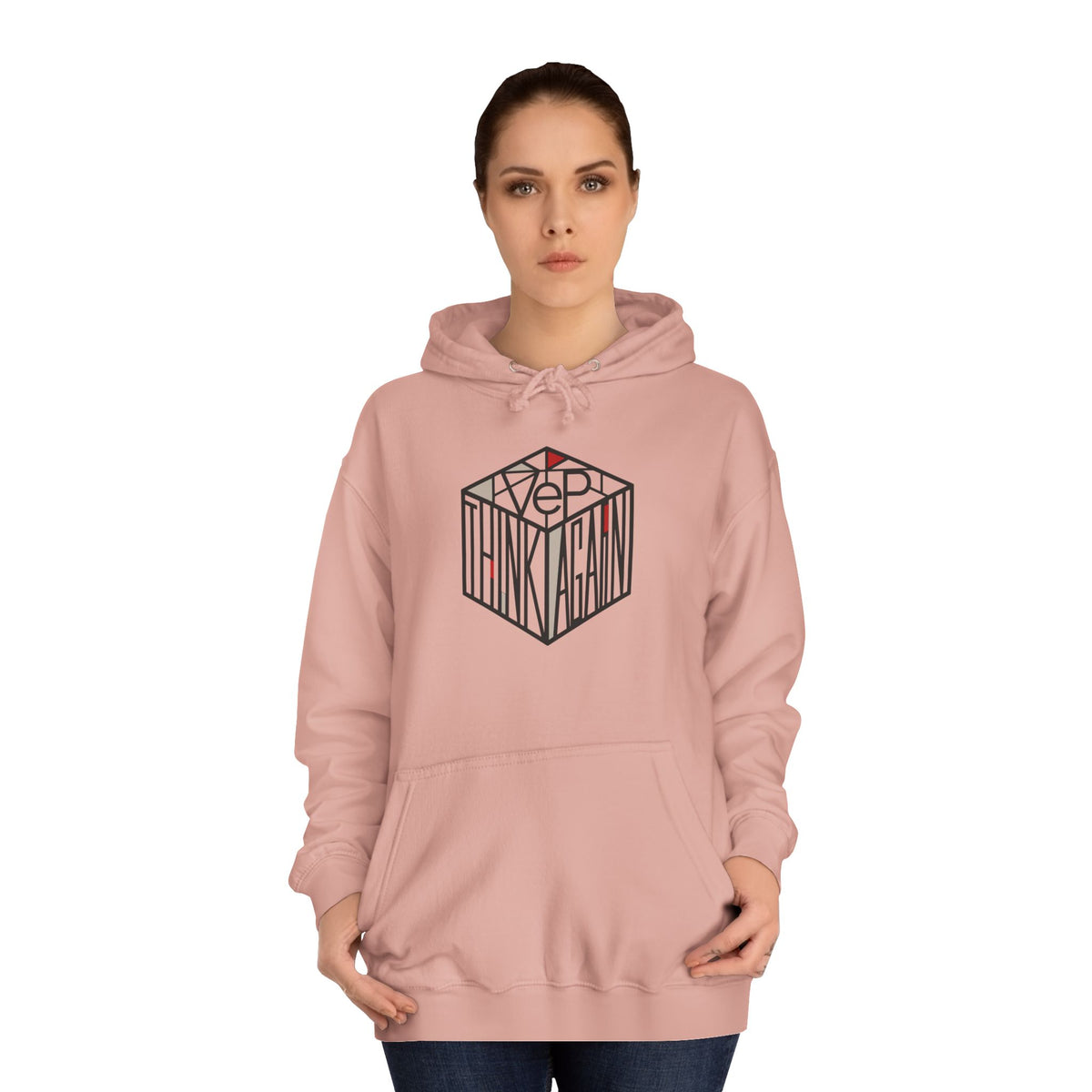 Minimal Geometric Cube Hoodie — 'VeP' Studio Logo Pullover