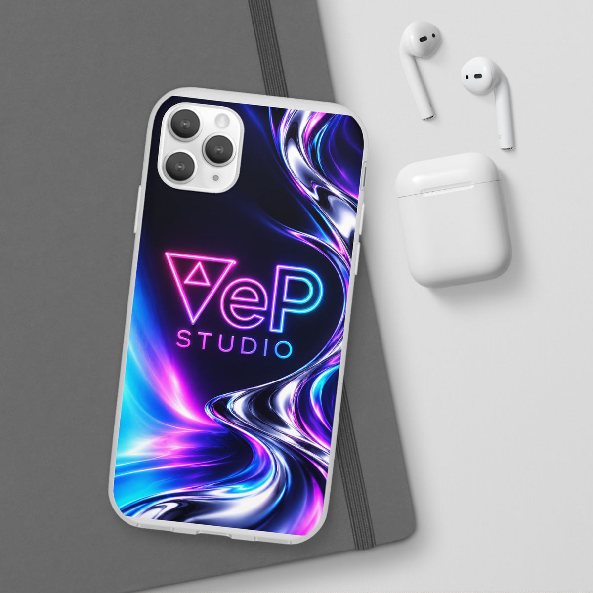 Phone Case — Neon Vaporwave "VeP Studio" Soft Flexi Cover