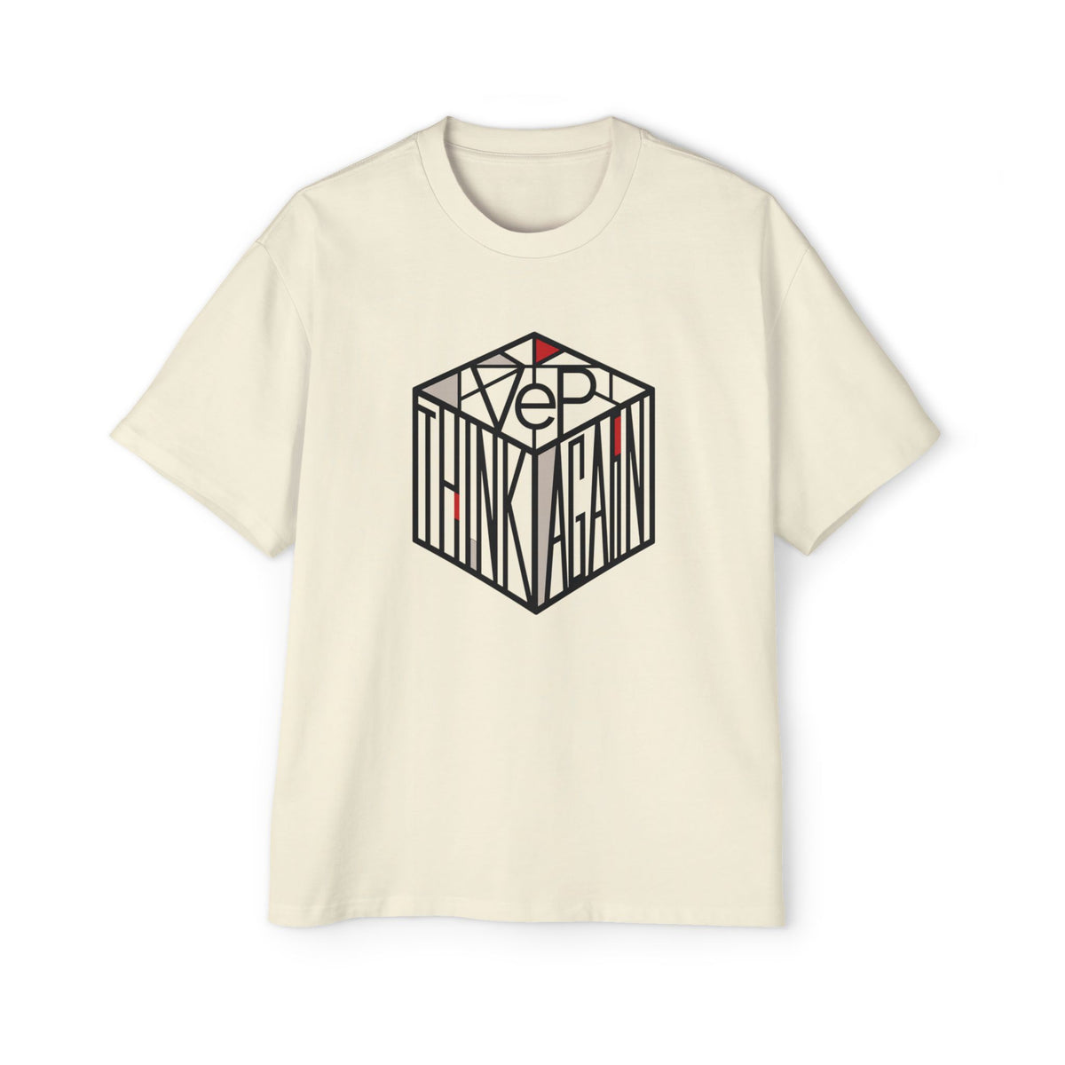 Think Again Cube Graphic Tee — Men's Oversized Cotton T-Shirt
