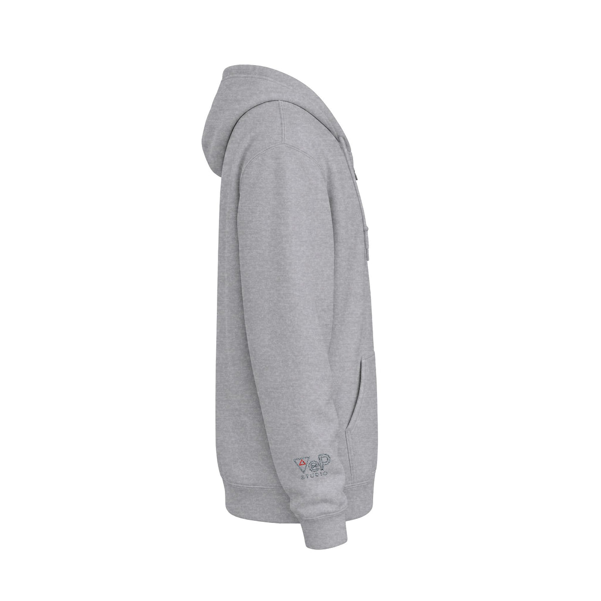 Zip Hoodie with Black Cube Graphic – Minimal Geometric Streetwear