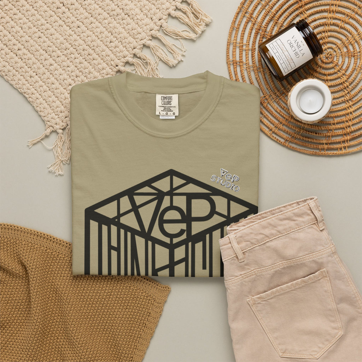 Think Outside the Box T-Shirt — Optical Cube Design with “Looking” Back Text