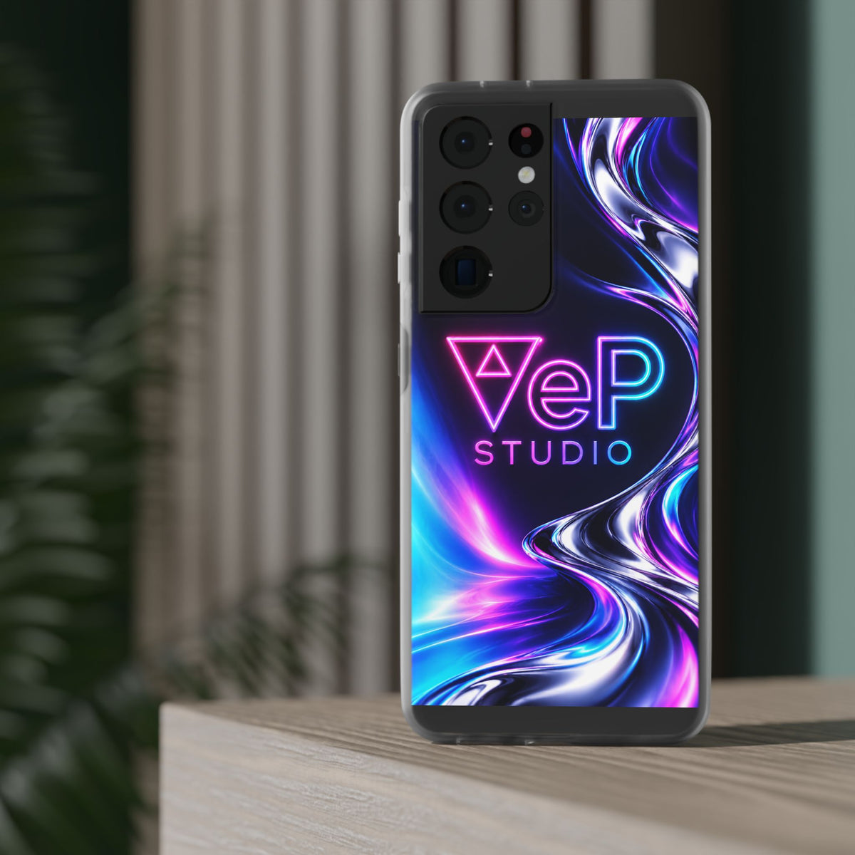 Phone Case — Neon Vaporwave "VeP Studio" Soft Flexi Cover