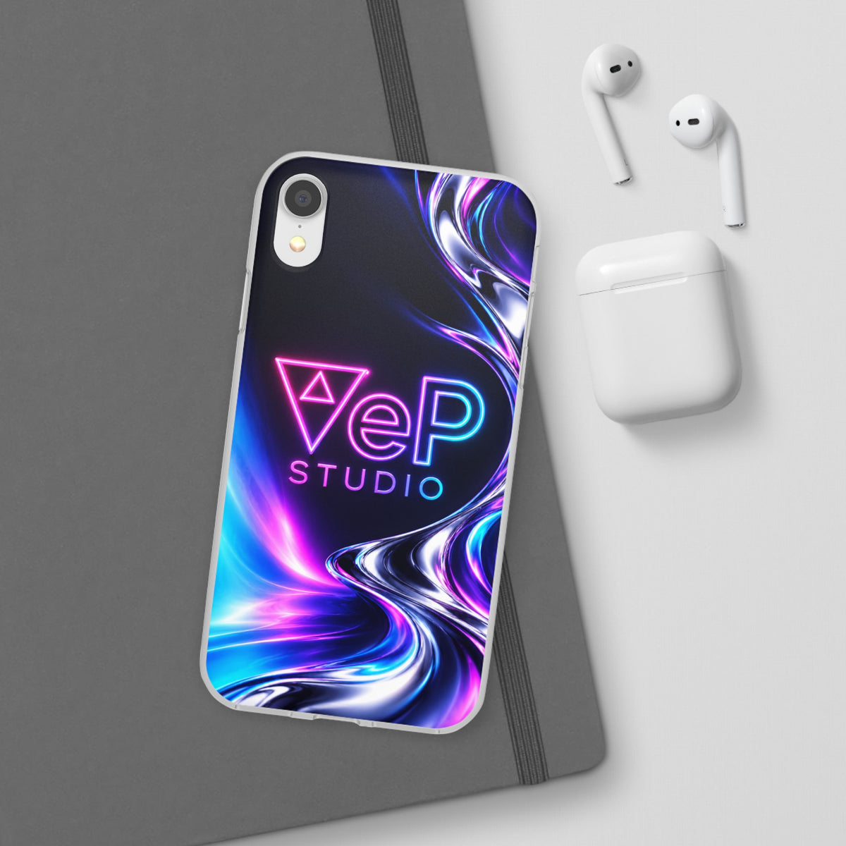 Phone Case — Neon Vaporwave "VeP Studio" Soft Flexi Cover