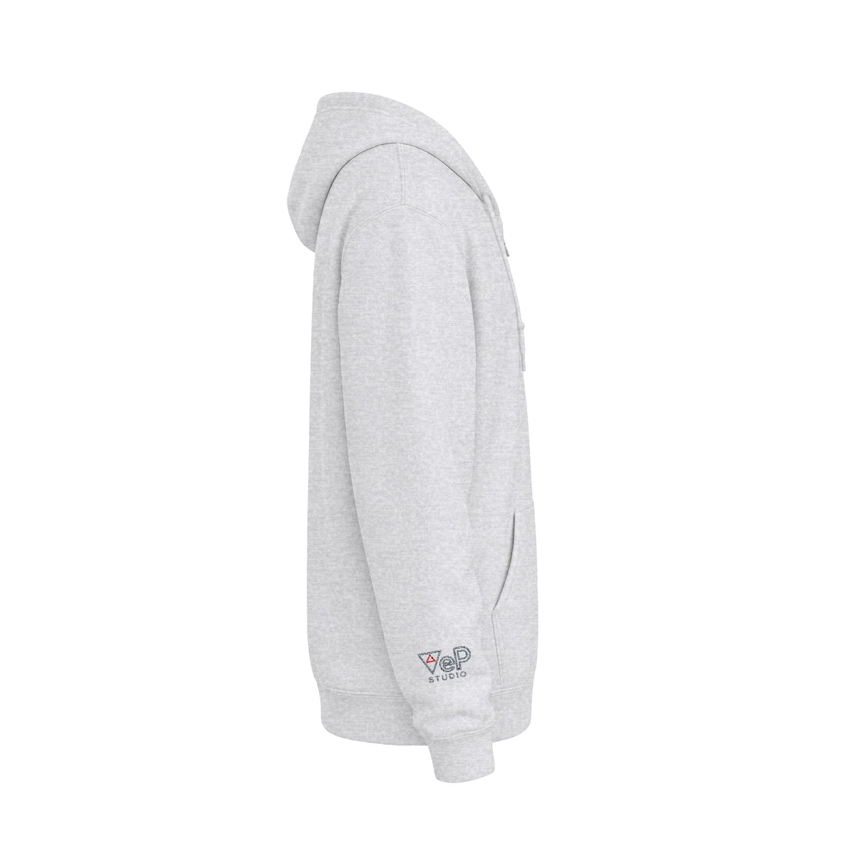 Zip Hoodie with Black Cube Graphic – Minimal Geometric Streetwear