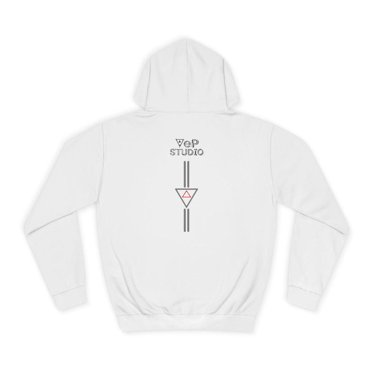 Minimal Geometric Cube Hoodie — 'VeP' Studio Logo Pullover