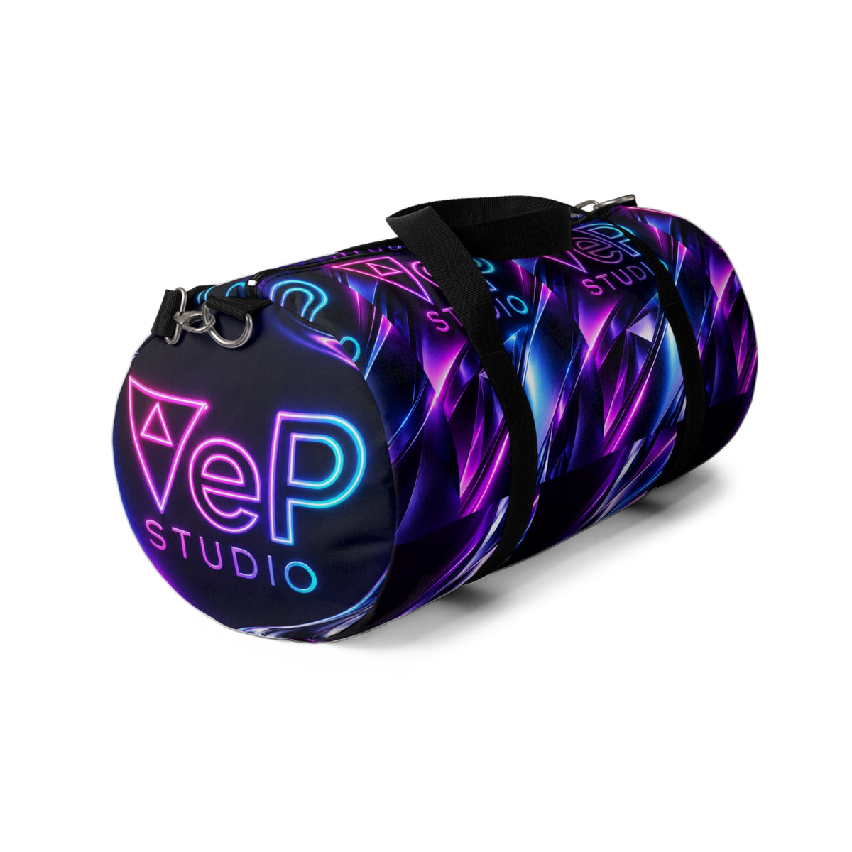 Neon Wave Duffel Bag — Purple & Blue Abstract Gym Travel Bag