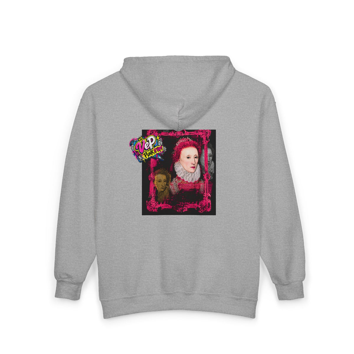 Zip Hoodie — Punk Elizabethan Collage Graphic "Very En Pash"