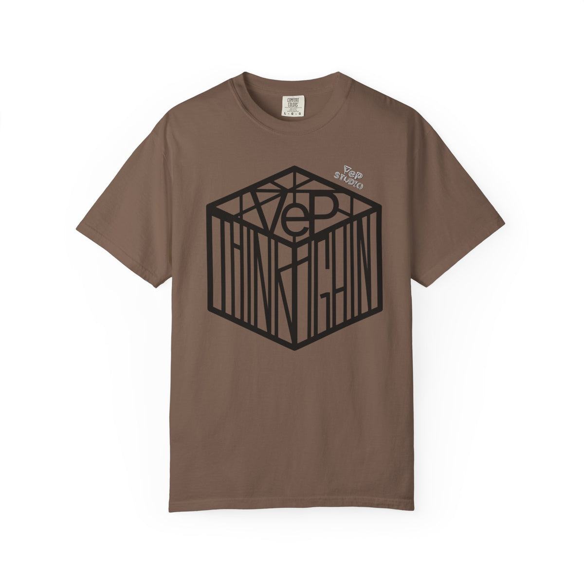 Think Outside the Box T-Shirt — Optical Cube Design with “Looking” Back Text