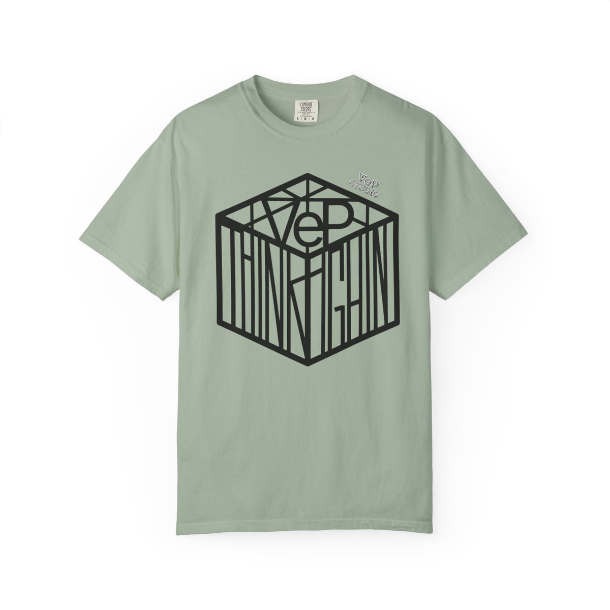 Think Outside the Box T-Shirt — Optical Cube Design with “Looking” Back Text