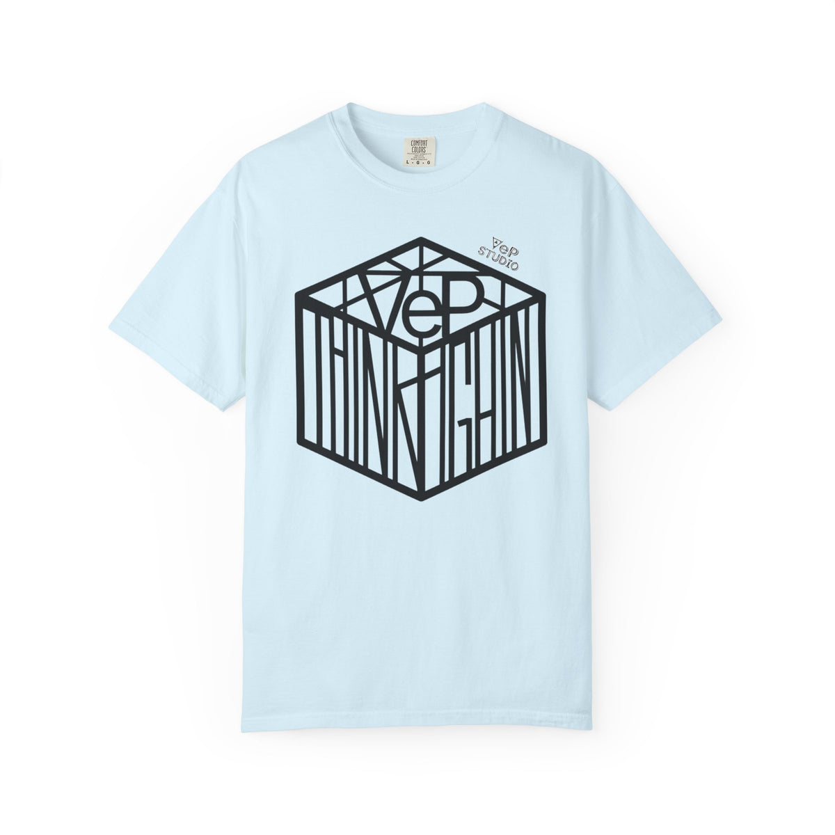 Think Outside the Box T-Shirt — Optical Cube Design with “Looking” Back Text