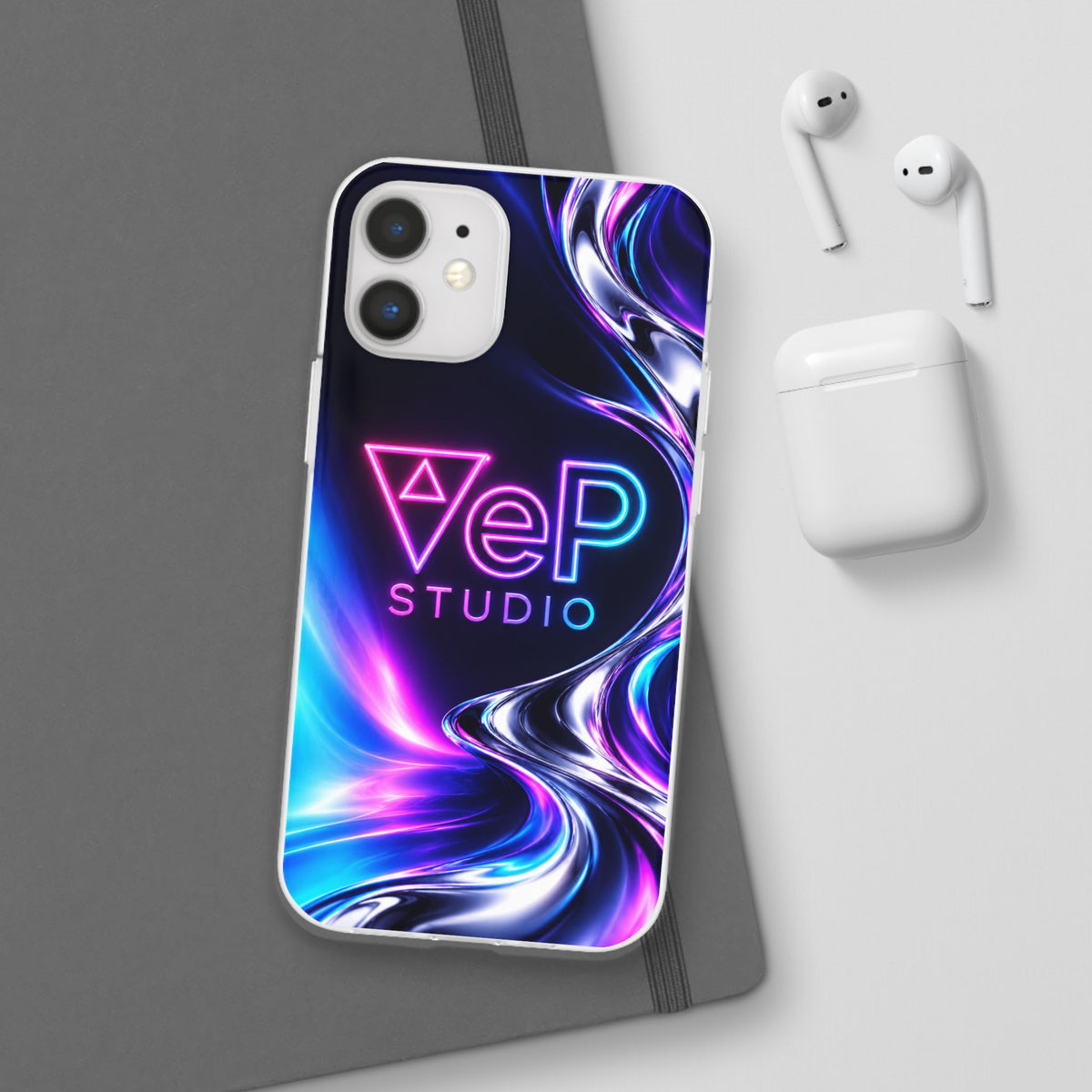 Phone Case — Neon Vaporwave "VeP Studio" Soft Flexi Cover