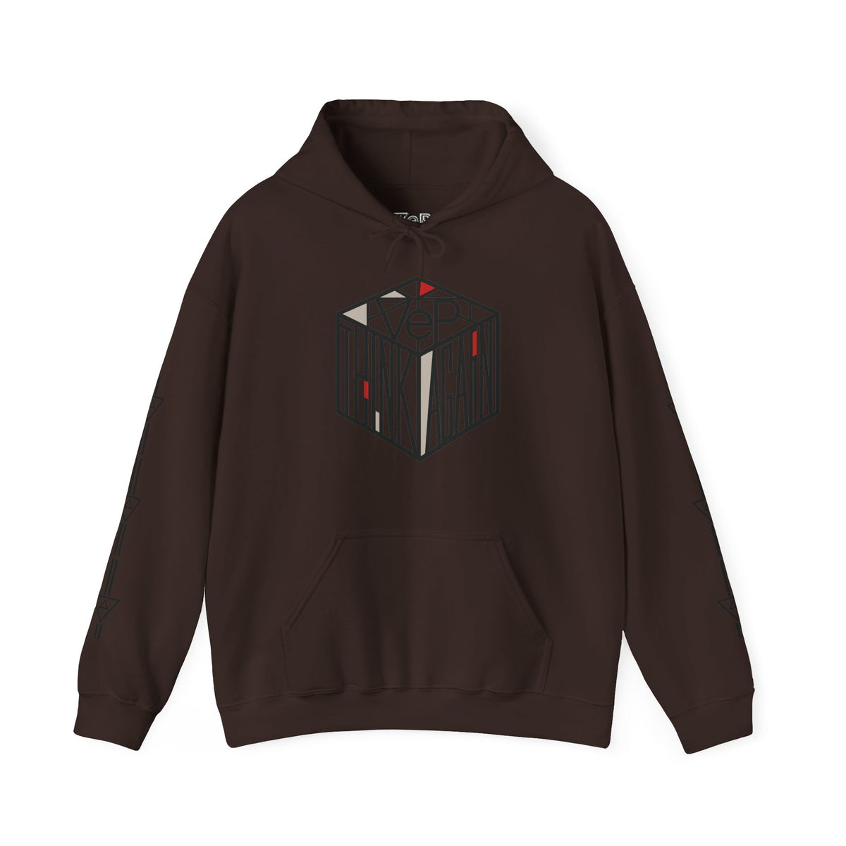 Think Again Cube Hoodie — Minimal Geometric Graphic Sweatshirt