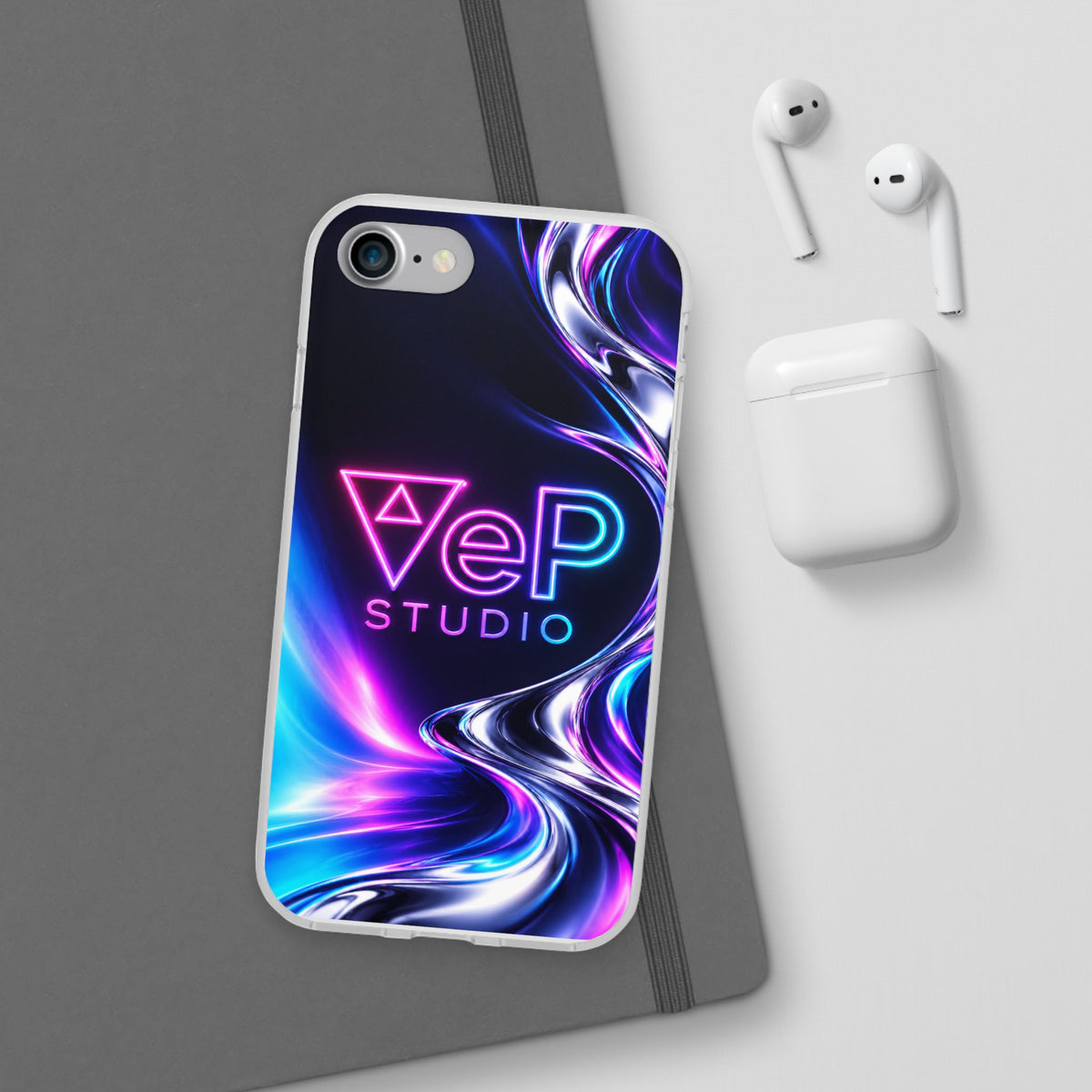 Phone Case — Neon Vaporwave "VeP Studio" Soft Flexi Cover