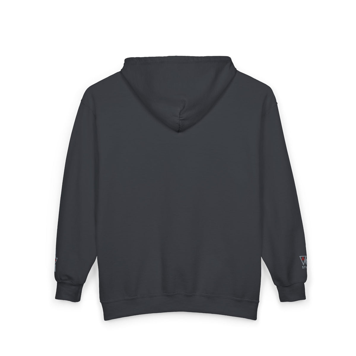 Zip Hoodie with Black Cube Graphic – Minimal Geometric Streetwear