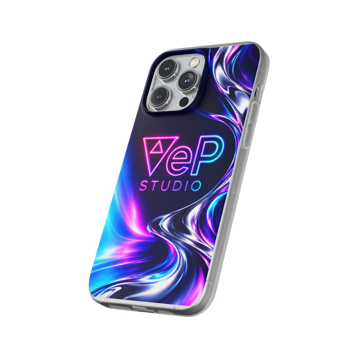 Phone Case — Neon Vaporwave "VeP Studio" Soft Flexi Cover