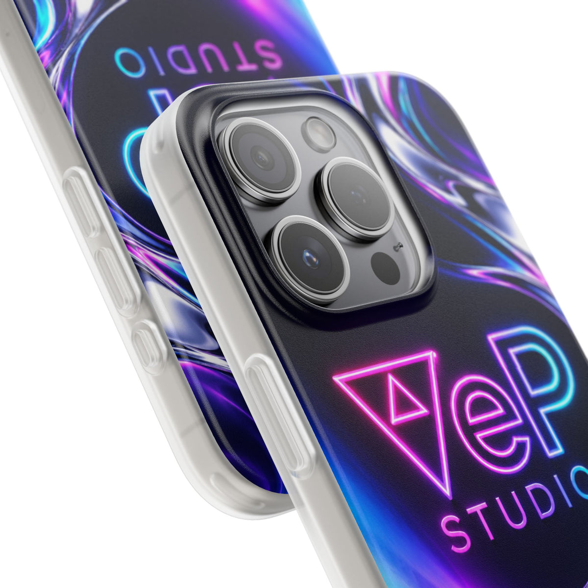 Phone Case — Neon Vaporwave "VeP Studio" Soft Flexi Cover