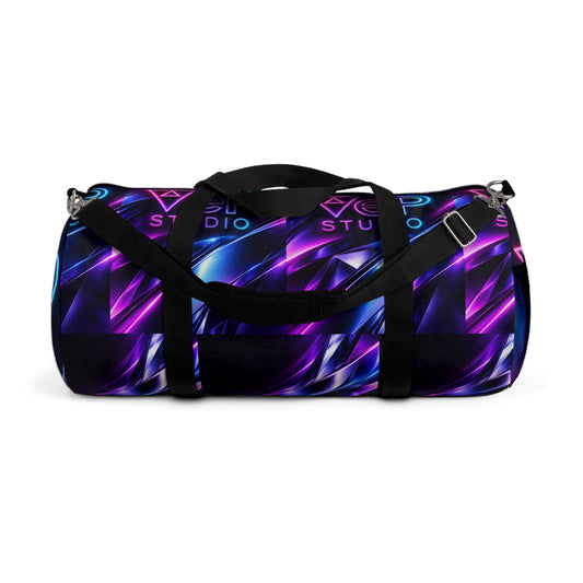 Neon Wave Duffel Bag — Purple & Blue Abstract Gym Travel Bag
