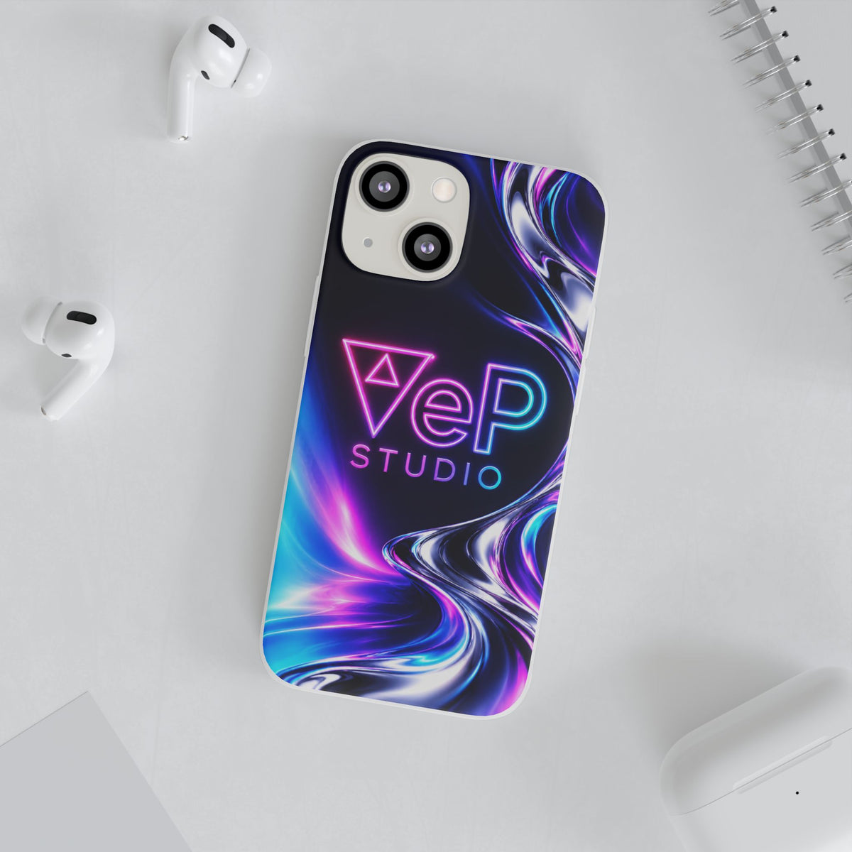 Phone Case — Neon Vaporwave "VeP Studio" Soft Flexi Cover