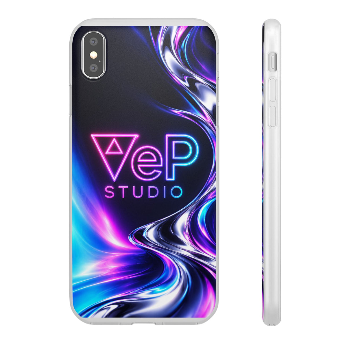 Phone Case — Neon Vaporwave "VeP Studio" Soft Flexi Cover