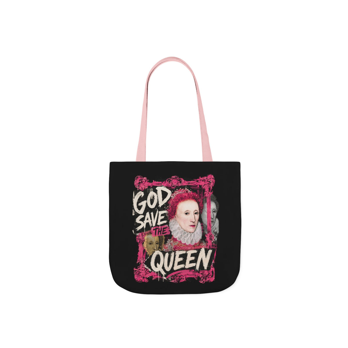 Elizabethan Portrait Tote Bag — Vintage Queen Framed Canvas Tote