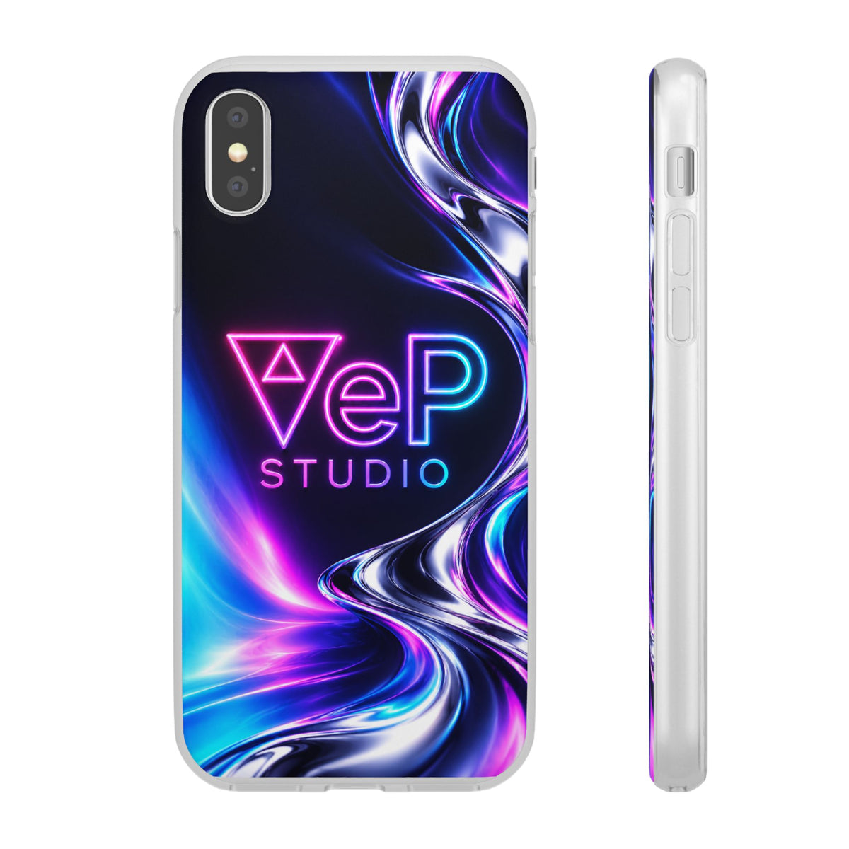 Phone Case — Neon Vaporwave "VeP Studio" Soft Flexi Cover