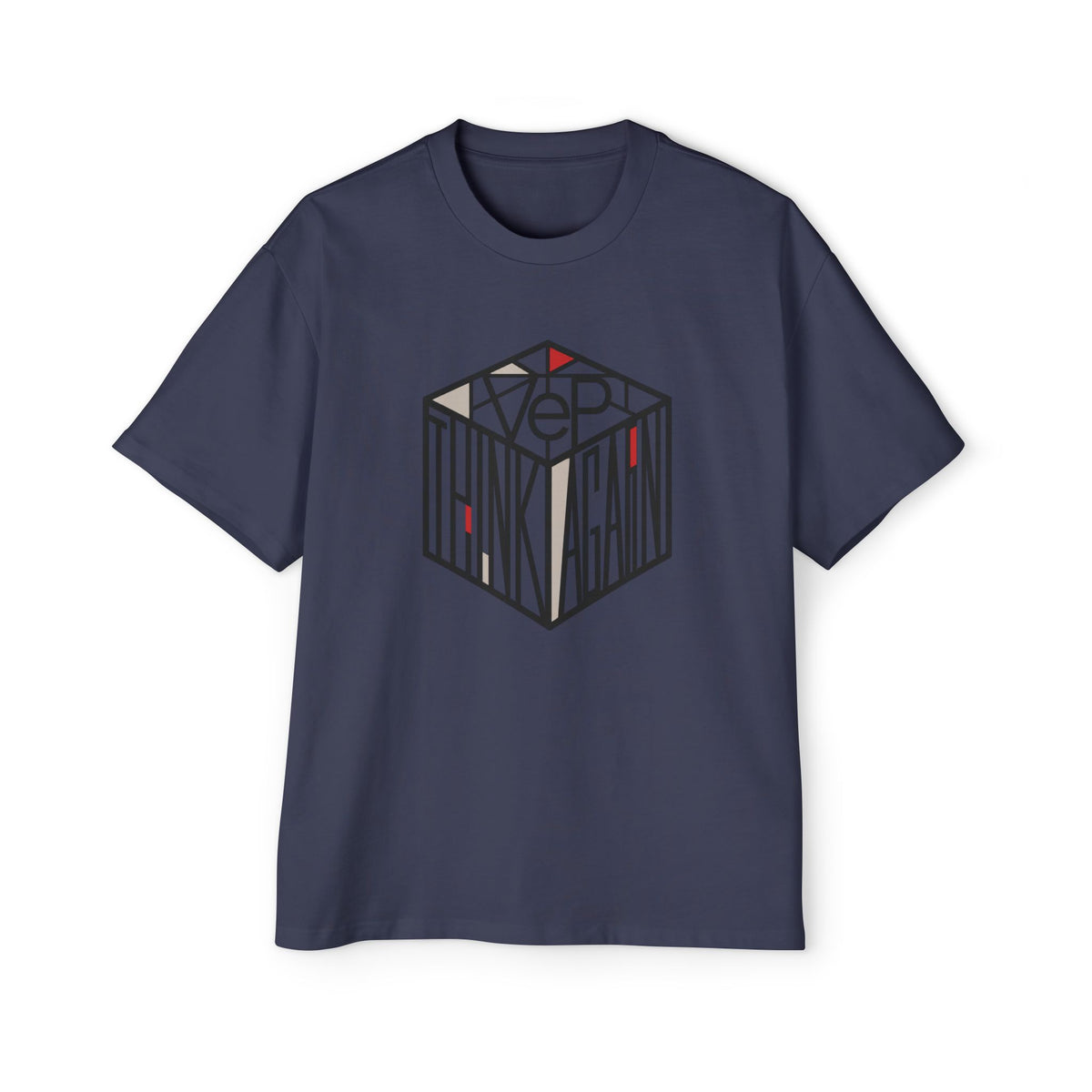 Think Again Cube Graphic Tee — Men's Oversized Cotton T-Shirt