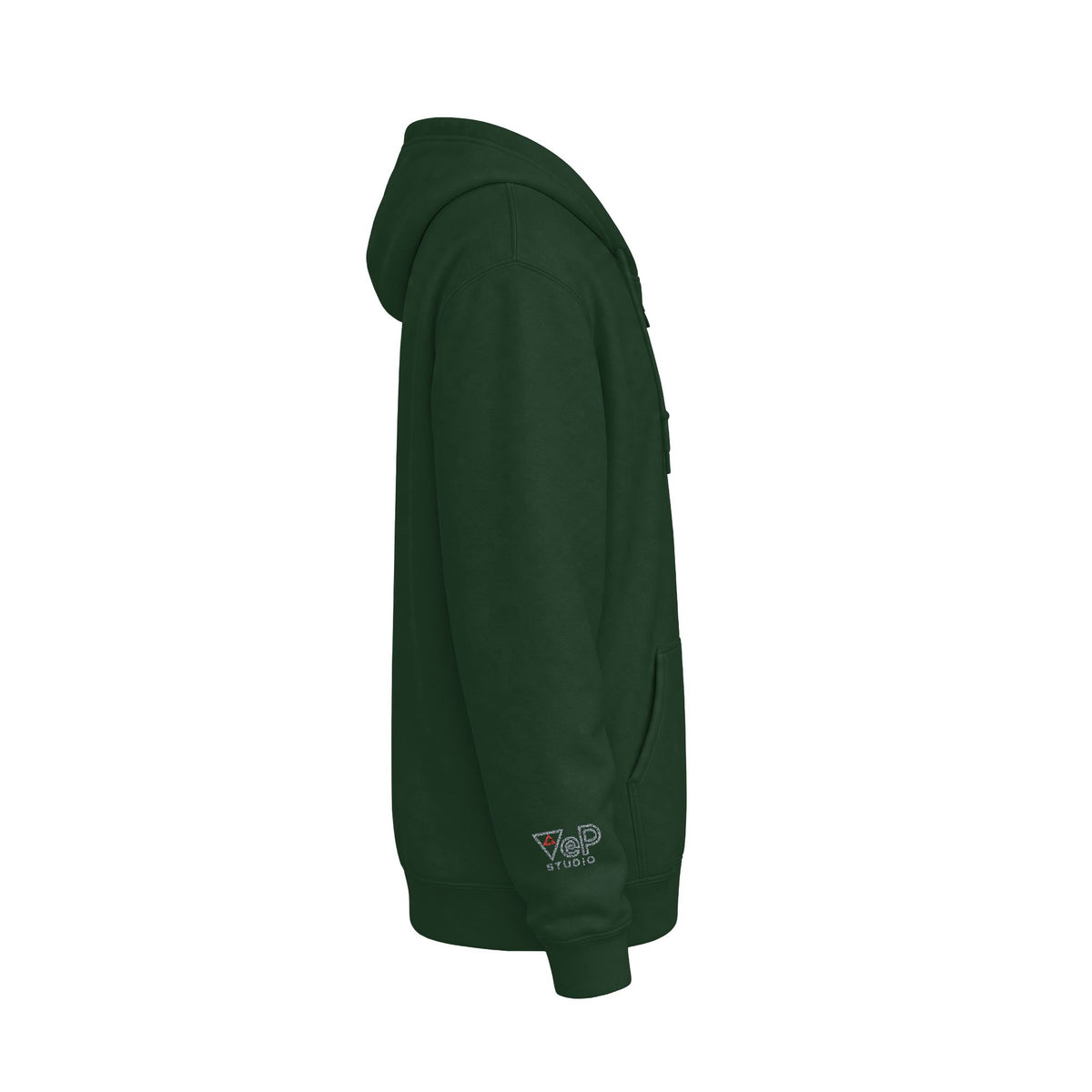 Zip Hoodie with Black Cube Graphic – Minimal Geometric Streetwear