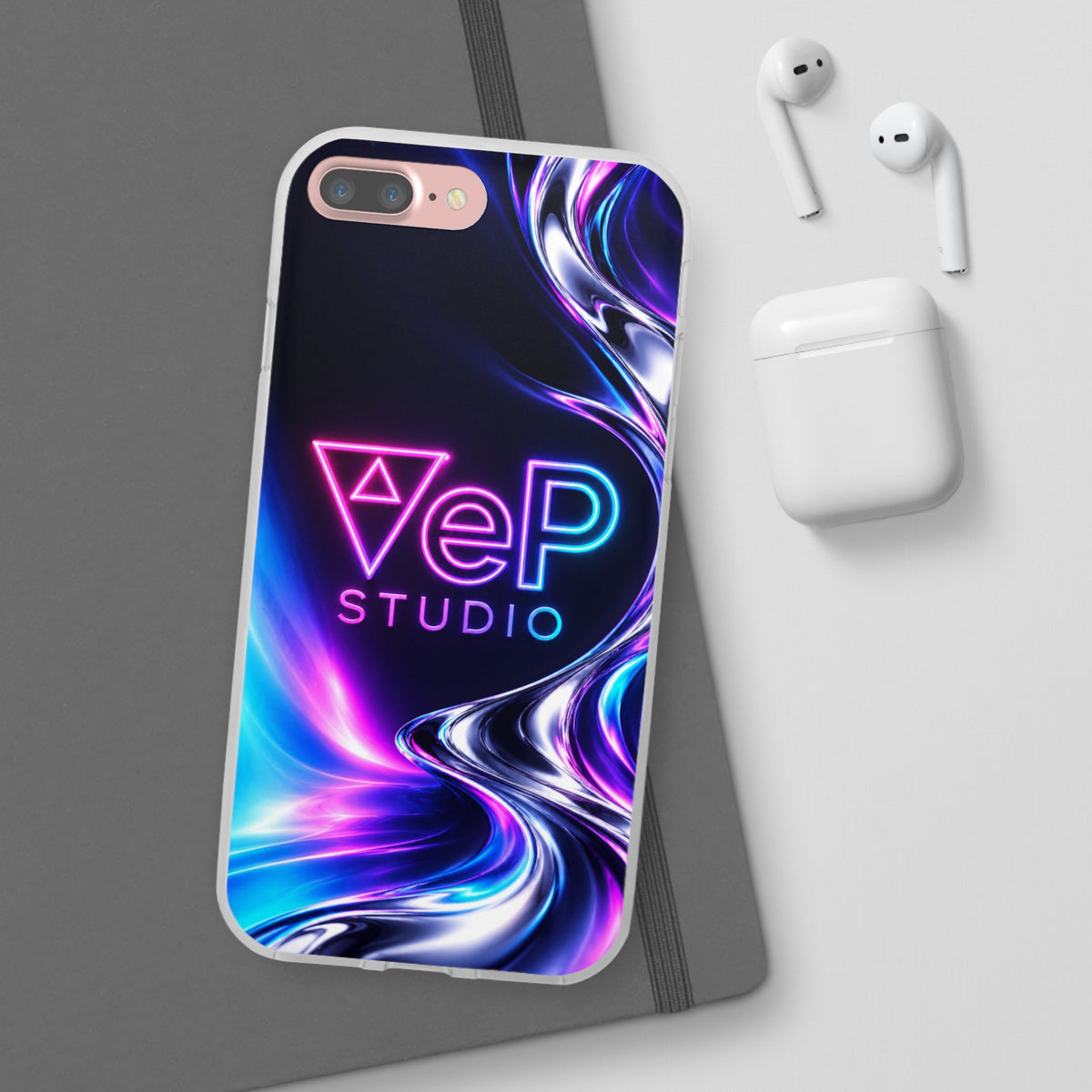 Phone Case — Neon Vaporwave "VeP Studio" Soft Flexi Cover