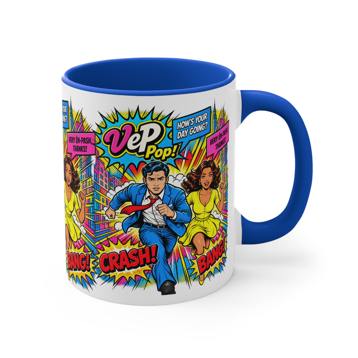 Pop Art Comic Mug — 'Crash! Bang!' Colorful Accent Coffee Cup