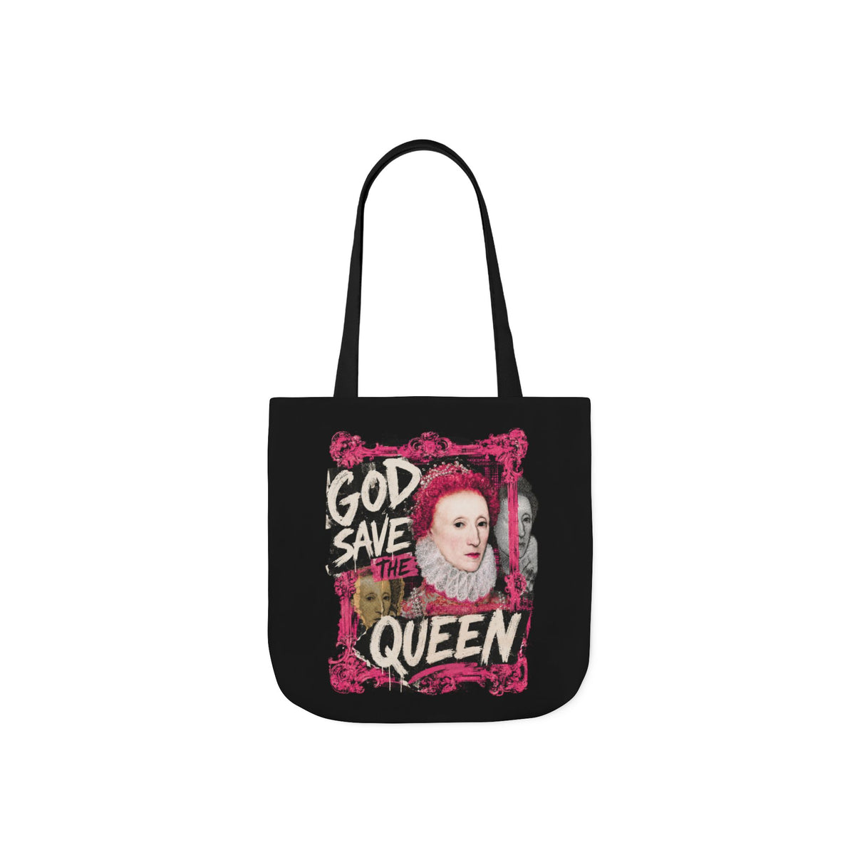 Elizabethan Portrait Tote Bag — Vintage Queen Framed Canvas Tote