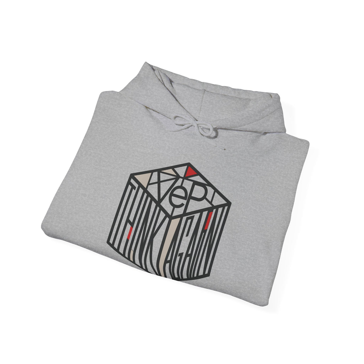 Think Again Cube Hoodie — Minimal Geometric Graphic Sweatshirt