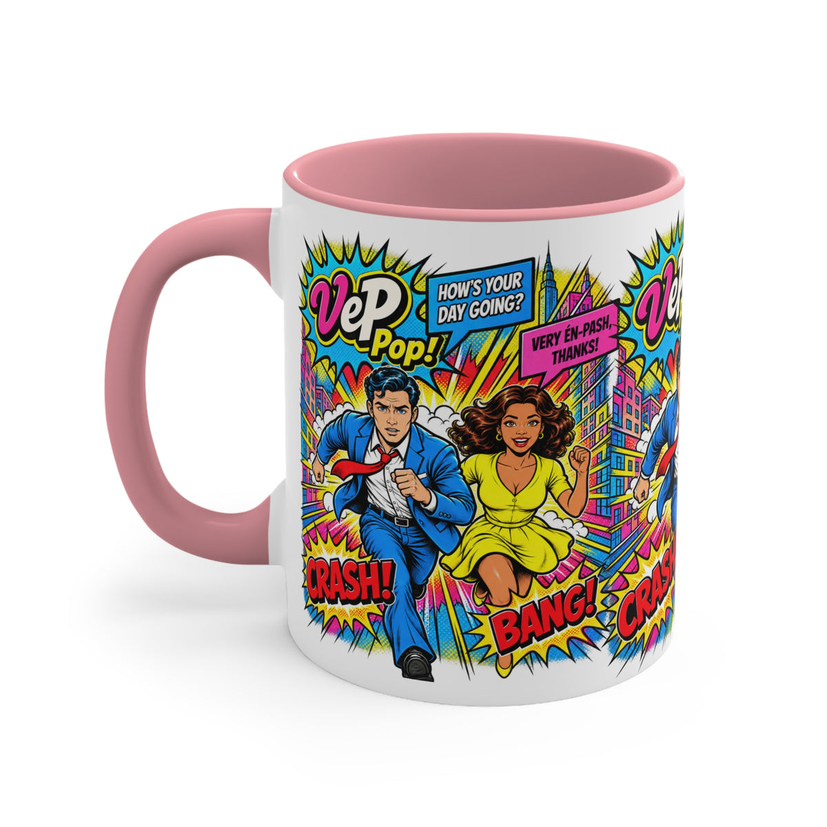 Pop Art Comic Mug — 'Crash! Bang!' Colorful Accent Coffee Cup