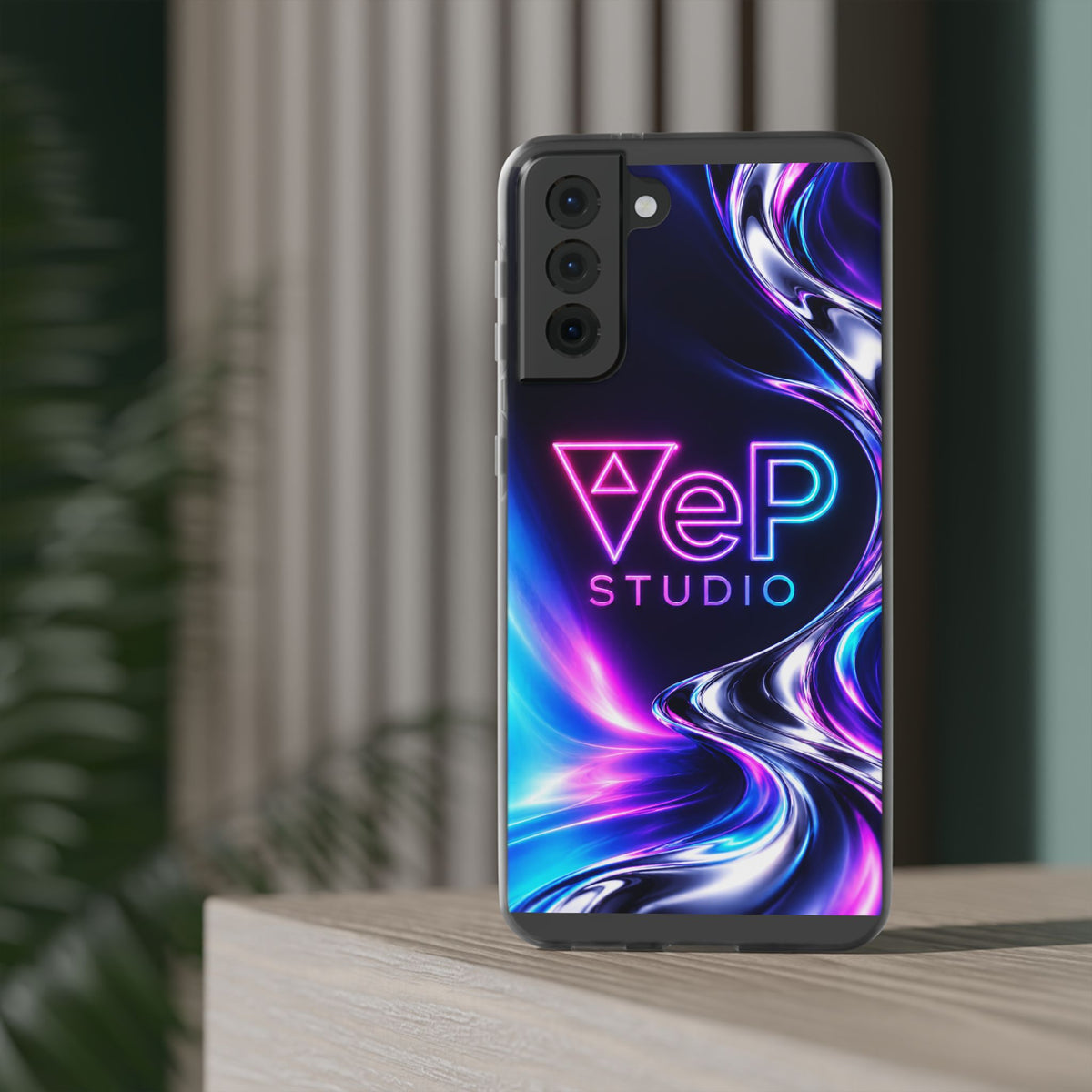 Phone Case — Neon Vaporwave "VeP Studio" Soft Flexi Cover