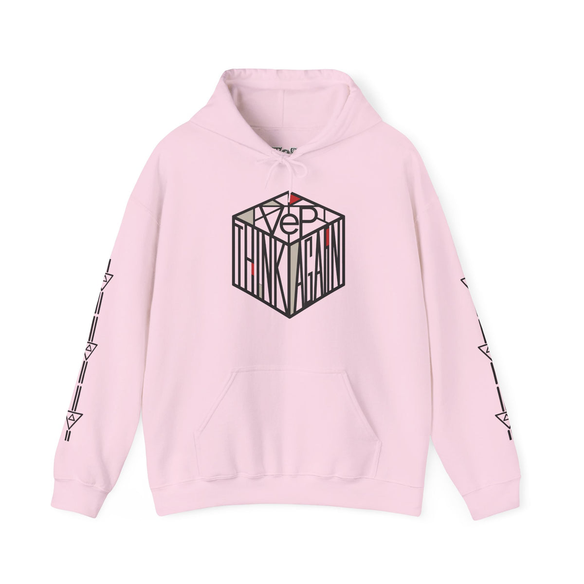 Think Again Cube Hoodie — Minimal Geometric Graphic Sweatshirt