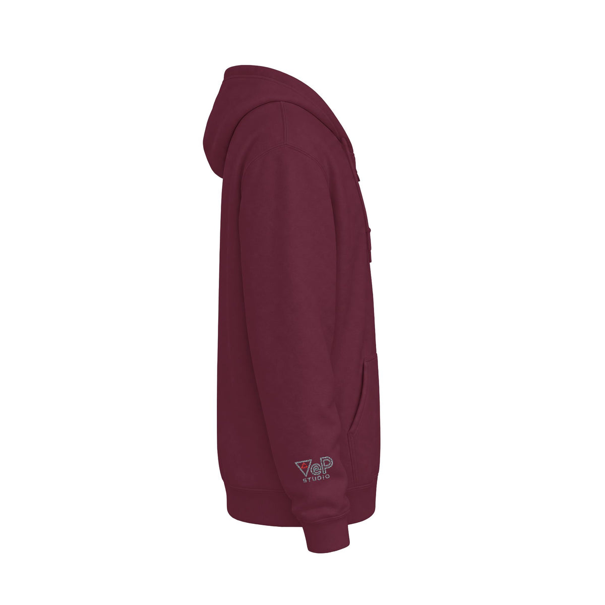 Zip Hoodie with Black Cube Graphic – Minimal Geometric Streetwear
