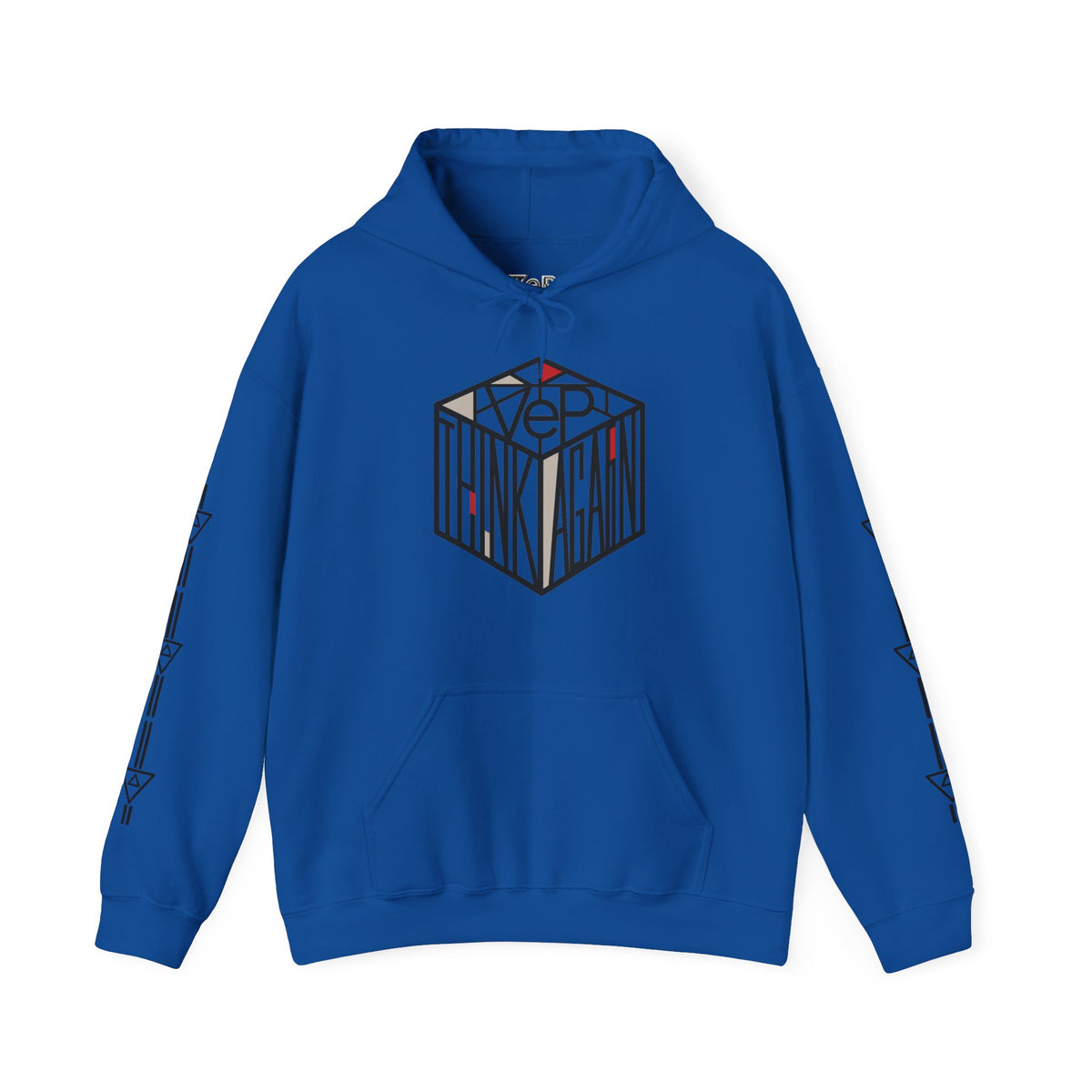 Think Again Cube Hoodie — Minimal Geometric Graphic Sweatshirt
