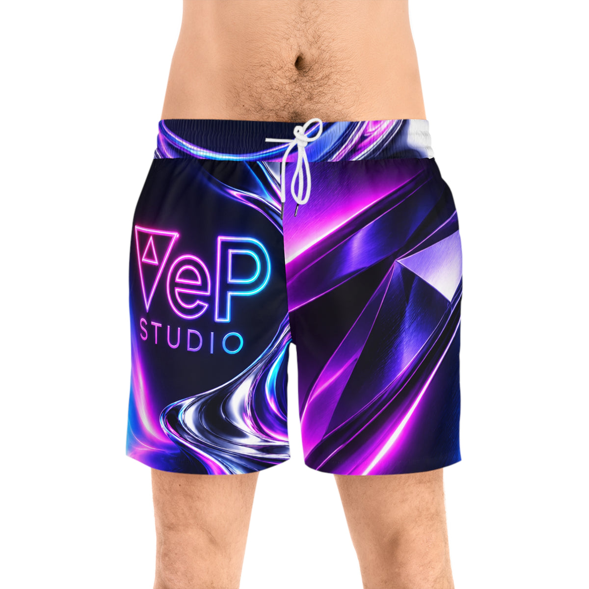 Neon Vibe Swim Shorts — Men's Mid-Length Swim Shorts