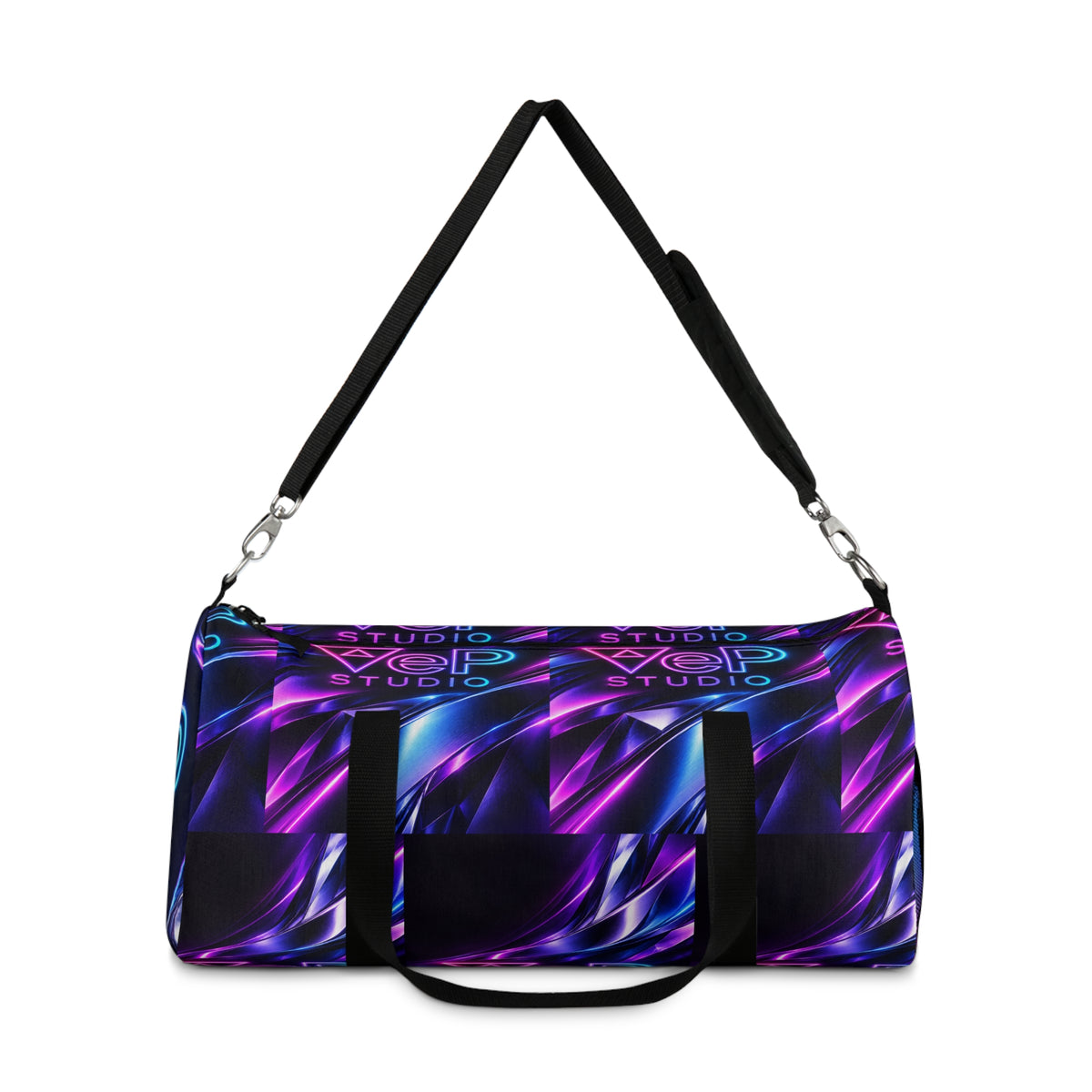 Neon Wave Duffel Bag — Purple & Blue Abstract Gym Travel Bag